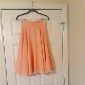 Women's High Waist Zip Back Pink Flare Skirt